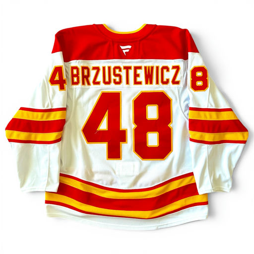 2025-26 Hunter Brzustewicz Calgary Flames Set 2 Away Game-Worn Jersey