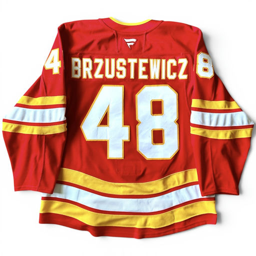 2025-26 Hunter Brzustewicz Calgary Flames Set 2 Home  Game-Worn Jersey